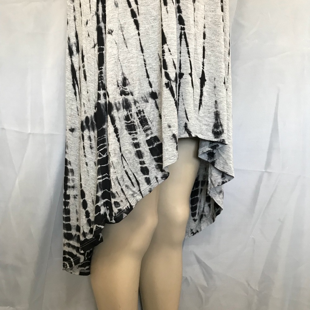 F21 Hi Lo Slouchy Black Grey Tie Die Dress Shirt - Picture 6 of 8